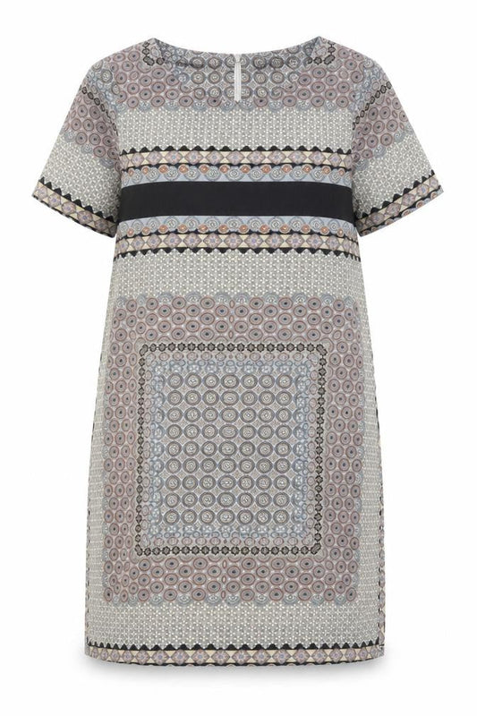 New Look Womens Multicoloured Geometric Polyester Shift Size 12 Round Neck Zip