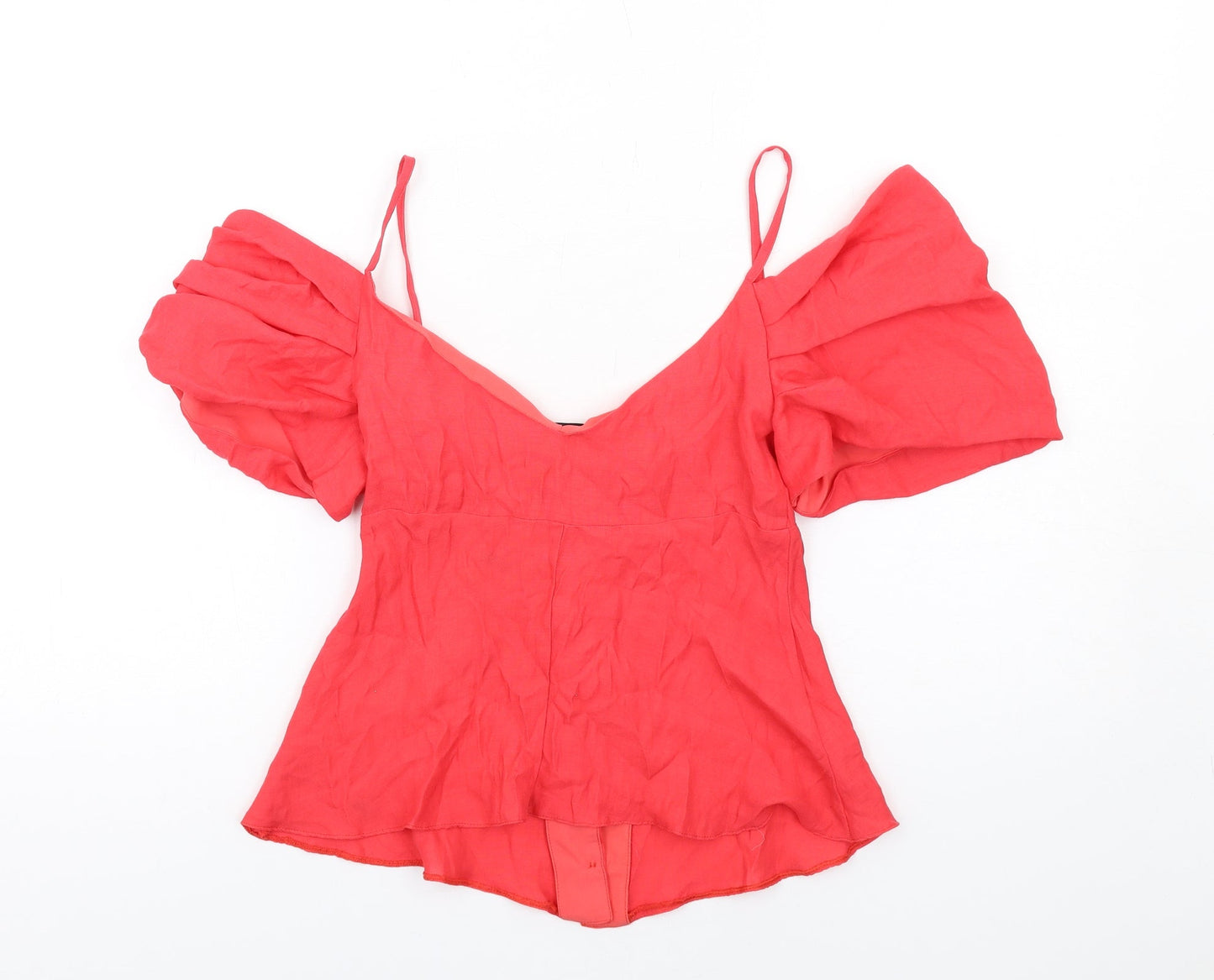 Topshop Womens Red Polyester Basic Button-Up Size 4XL Off the Shoulder