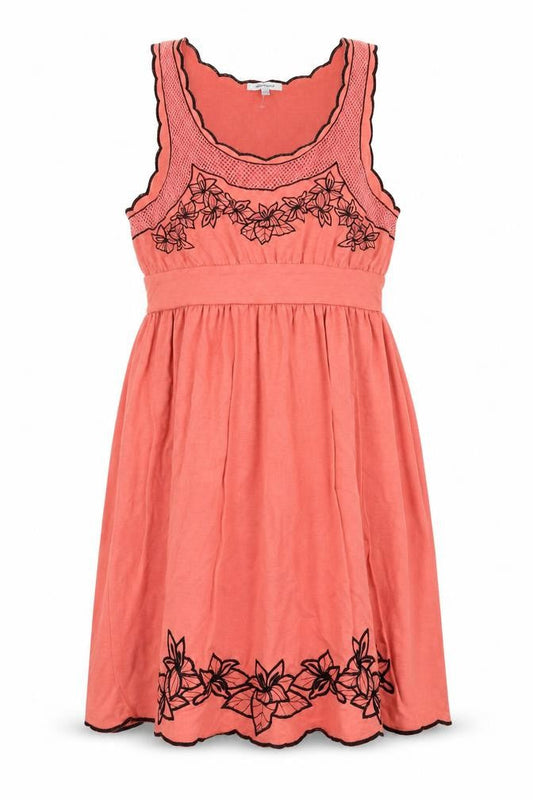 ValleyGirl Womens Pink Floral Cotton Tank Dress Size L Scoop Neck Pullover