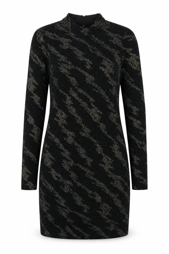 Topshop Womens Multicoloured Geometric Polyester Bodycon Size 12 Mock Neck Button