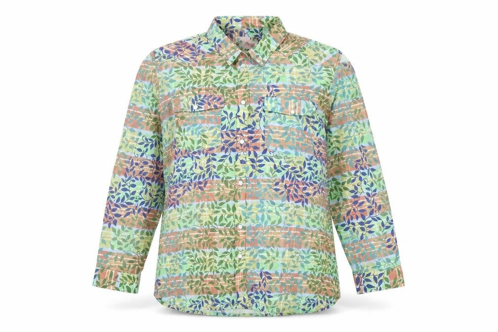 Pareesa Pret Womens Multicoloured Geometric Cotton Basic Button-Up Size L Collared - Cold Shoulder Detail