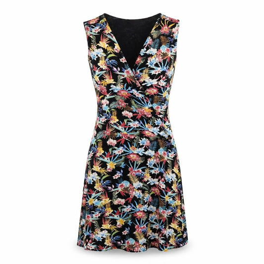 Mango Womens Multicoloured Floral Viscose A-Line Size S V-Neck Tie