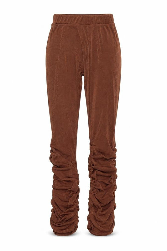 PRETTYLITTLETHING Womens Brown Polyester Trousers Size 8 L31 in Regular
