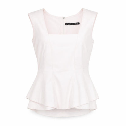Zara Womens Pink Cotton Basic Blouse Size S Square Neck