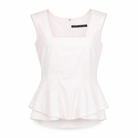 Zara Womens Pink Cotton Basic Blouse Size S Square Neck