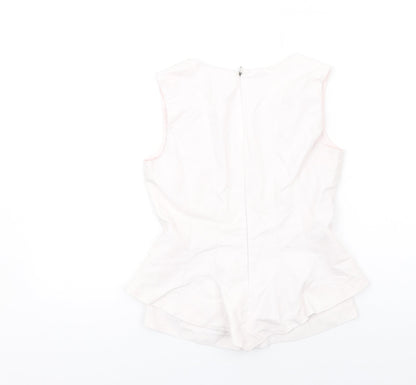 Zara Womens Pink Cotton Basic Blouse Size S Square Neck