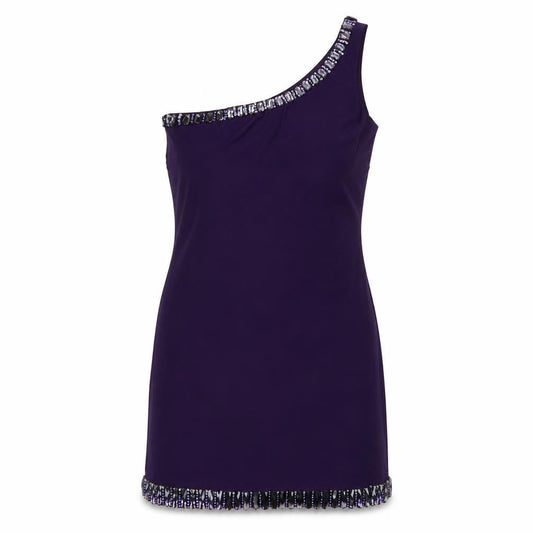 Basix Womens Purple Polyester Mini Size 4 One Shoulder Zip