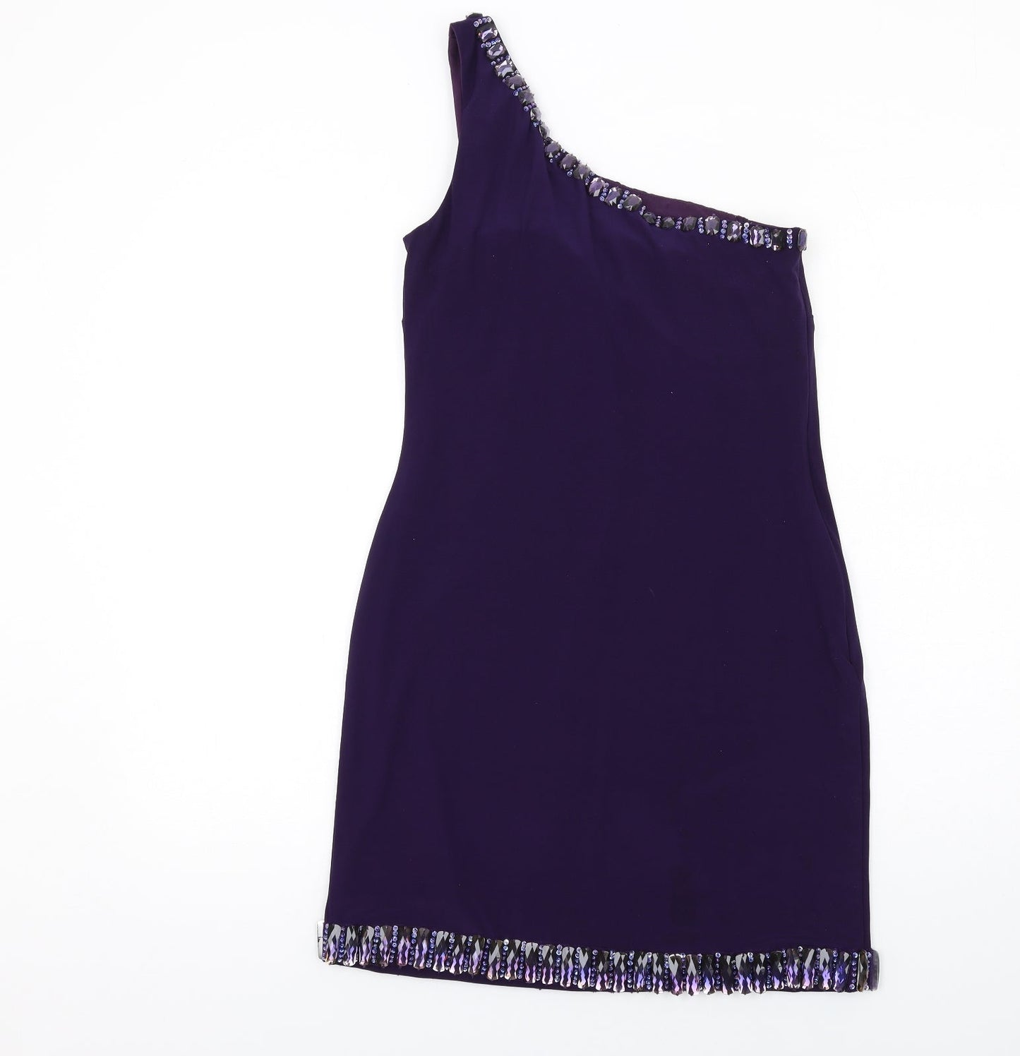 Basix Womens Purple Polyester Mini Size 4 One Shoulder Zip