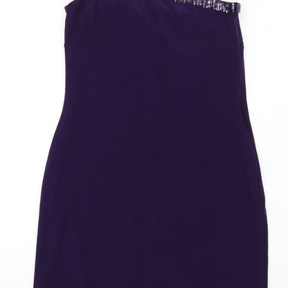 Basix Womens Purple Polyester Mini Size 4 One Shoulder Zip