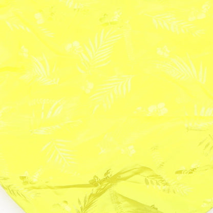 Brand and care label for ASOS women’s yellow geometric polyester basic blouse, size UK 8, v-neck - tie front detail