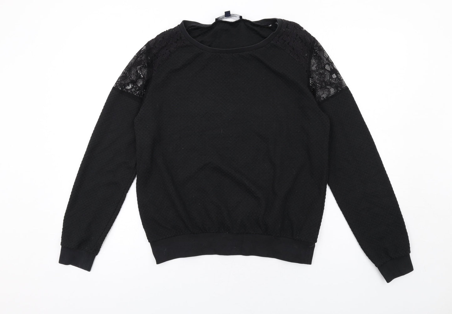 French Connection Womens Black Polyester Pullover Sweatshirt Size M Pullover