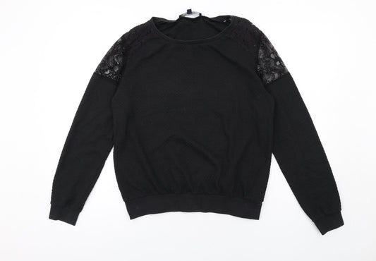 French Connection Womens Black Polyester Pullover Sweatshirt Size M Pullover