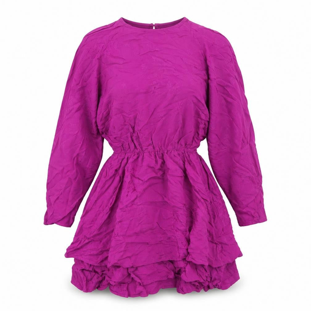 Zara Womens Purple Polyester A-Line Size XS Round Neck Zip