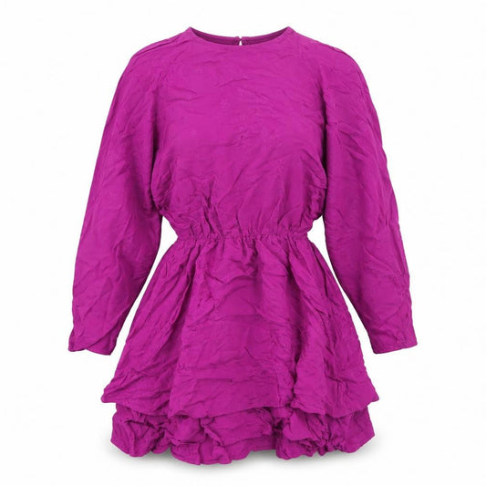 Zara Womens Purple Polyester A-Line Size XS Round Neck Zip