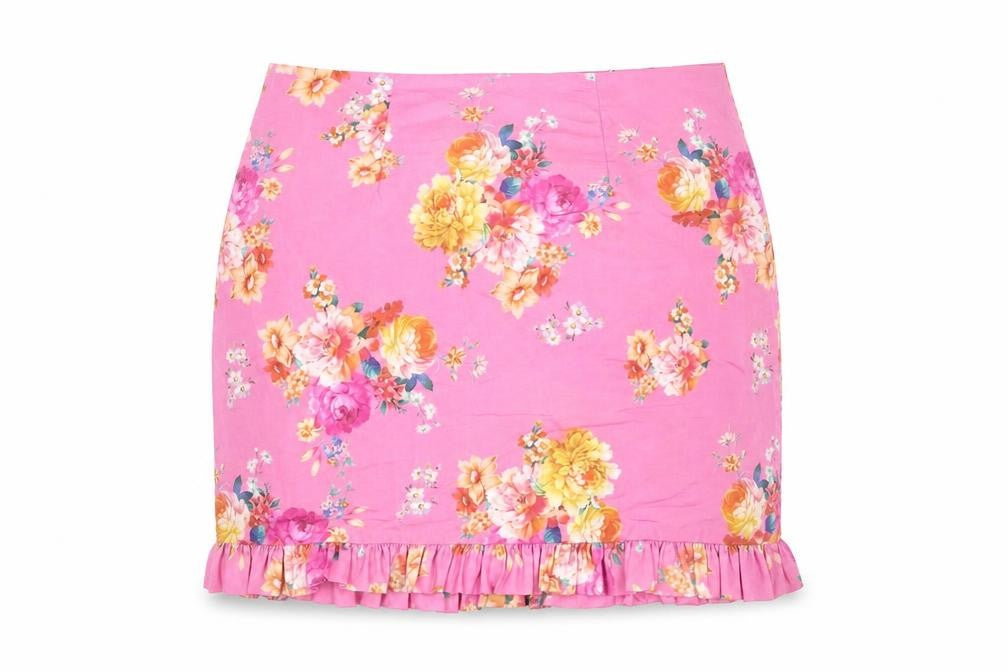 ASOS Womens Pink Floral Polyester Trumpet Skirt Size 10 Zip