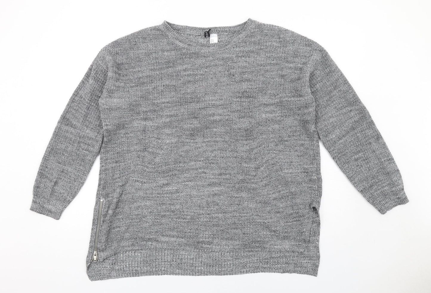 H&M Womens Grey Round Neck Cotton Pullover Jumper Size M