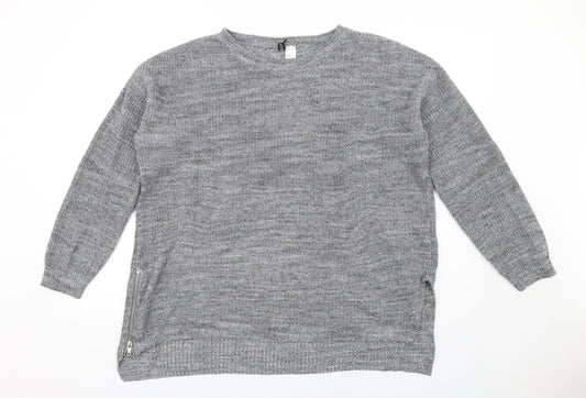 H&M Womens Grey Round Neck Cotton Pullover Jumper Size M