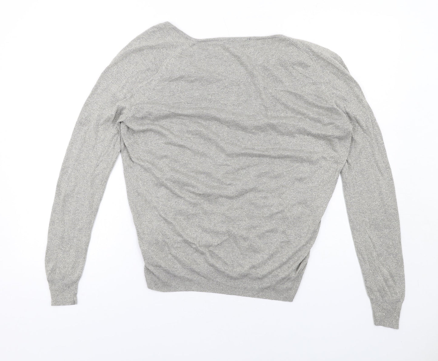 Dorothy Perkins Womens Grey V-Neck Viscose Pullover Jumper Size 12