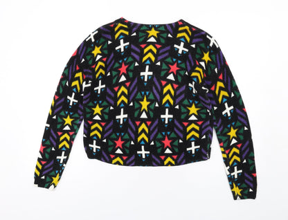 H&M Womens Multicoloured Round Neck Geometric Acrylic Pullover Jumper Size S