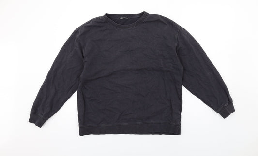 Zara Womens Grey Cotton Pullover Sweatshirt Size S Pullover