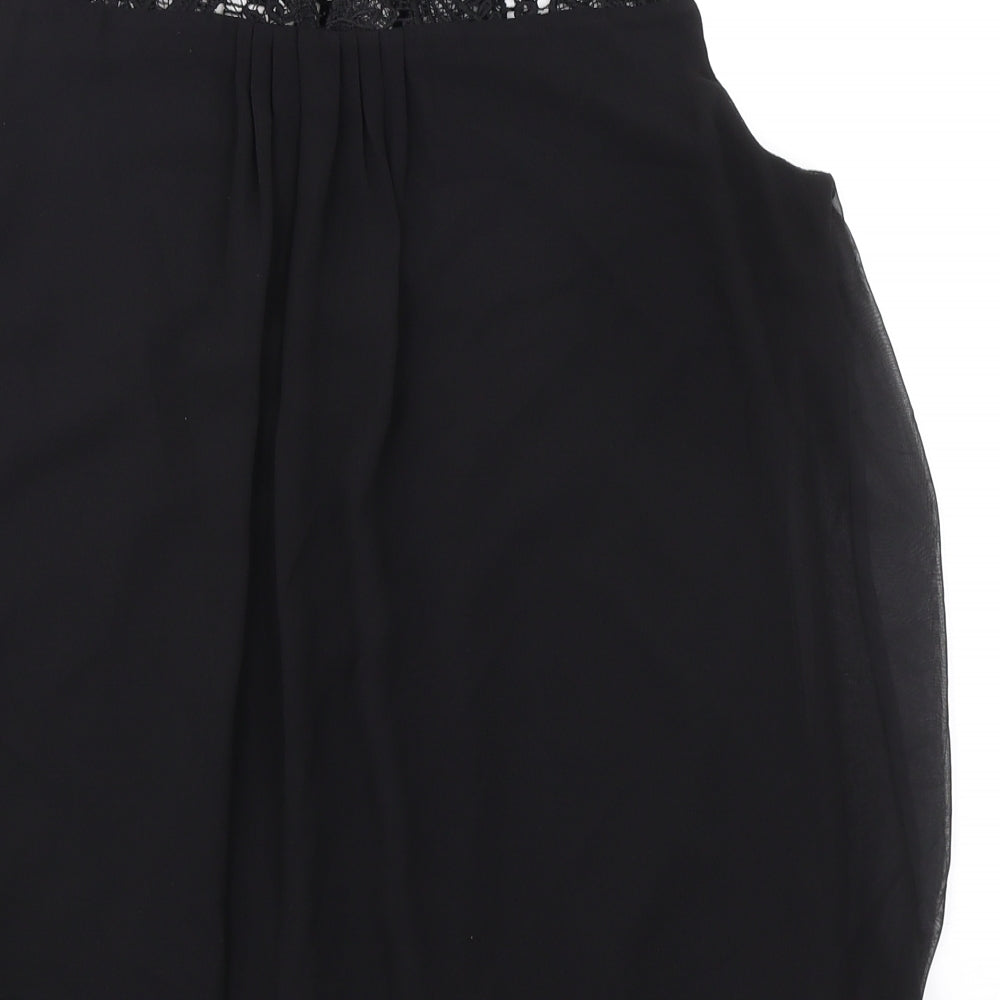 Wallis Womens Black Polyester Basic Blouse Size 10 Mock Neck - Lace Detail