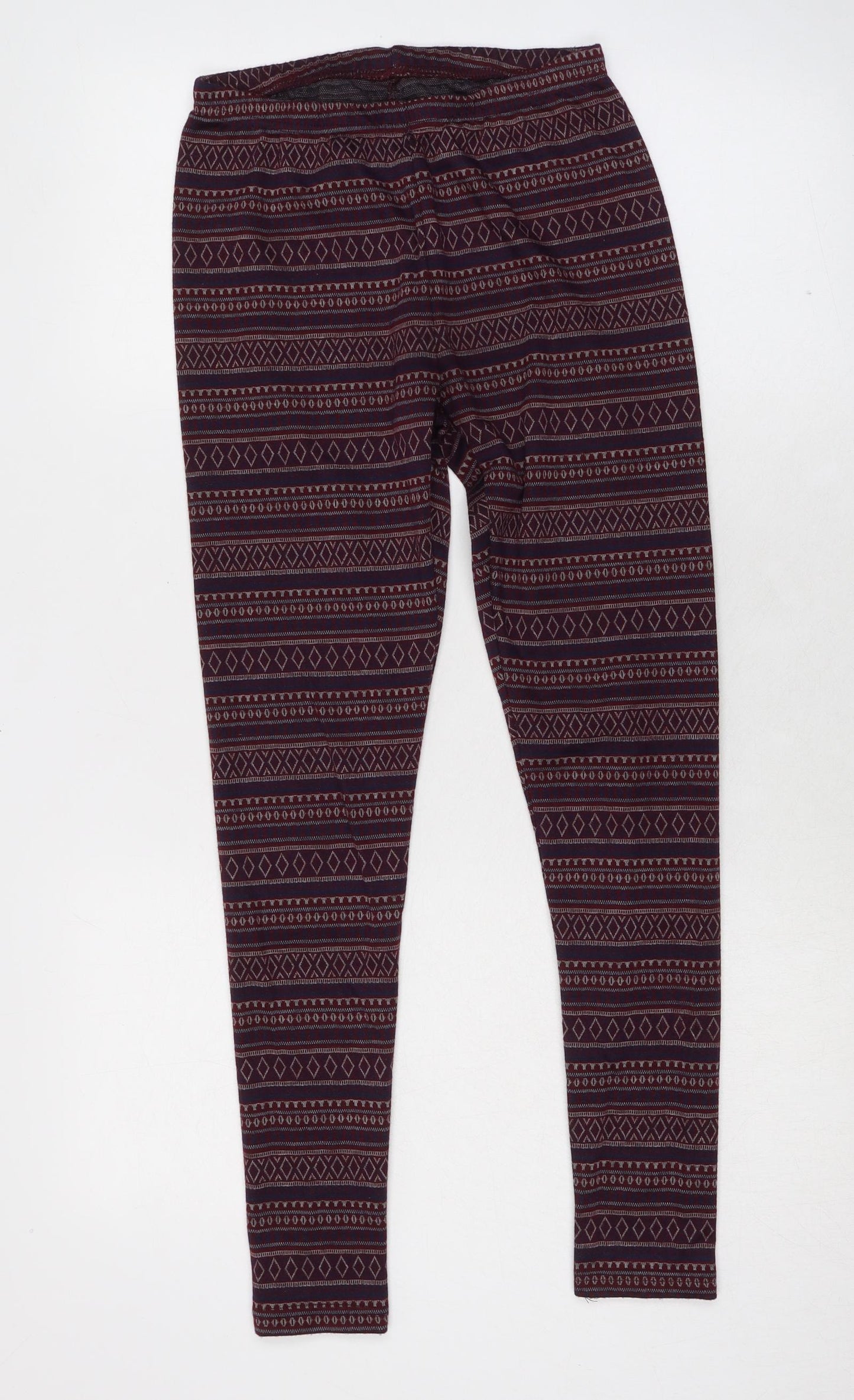 New Look Womens Multicoloured Geometric Polyester Carrot Leggings Size S L28 in