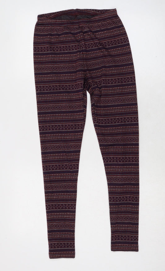 New Look Womens Multicoloured Geometric Polyester Carrot Leggings Size S L28 in