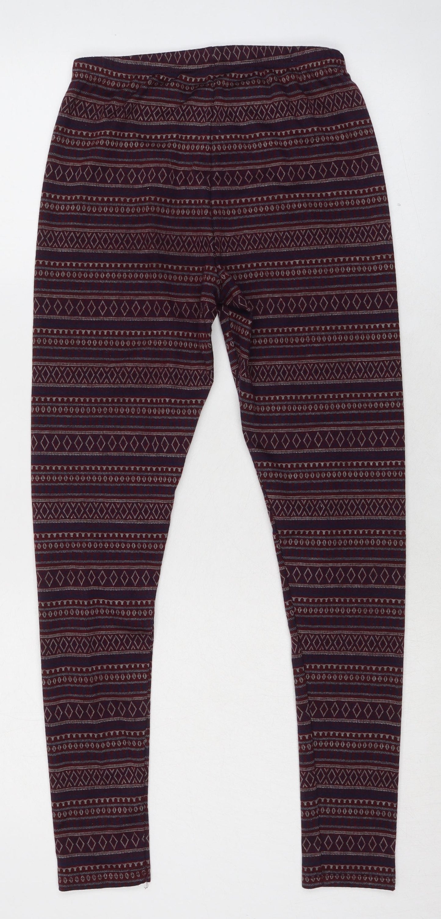 New Look Womens Multicoloured Geometric Polyester Carrot Leggings Size S L28 in