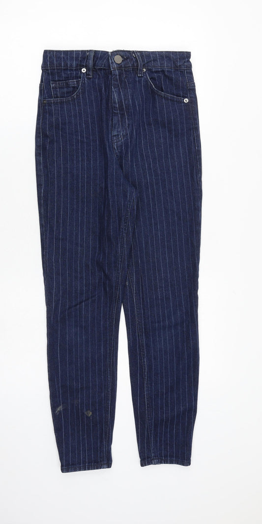 ASOS Womens Blue Striped Cotton Skinny Jeans Size 28 in L30 in Regular Zip