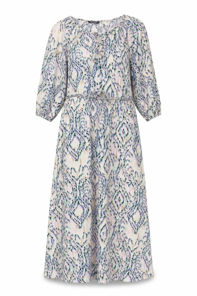 Marks & Spencer Womens Multicoloured Geometric Flax Maxi Size 6 Round Neck Tie