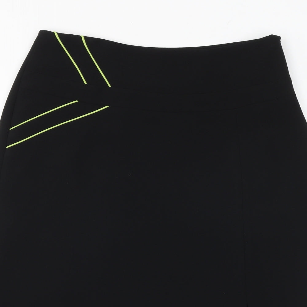 Wish Womens Black Polyester A-Line Skirt Size 12 Zip