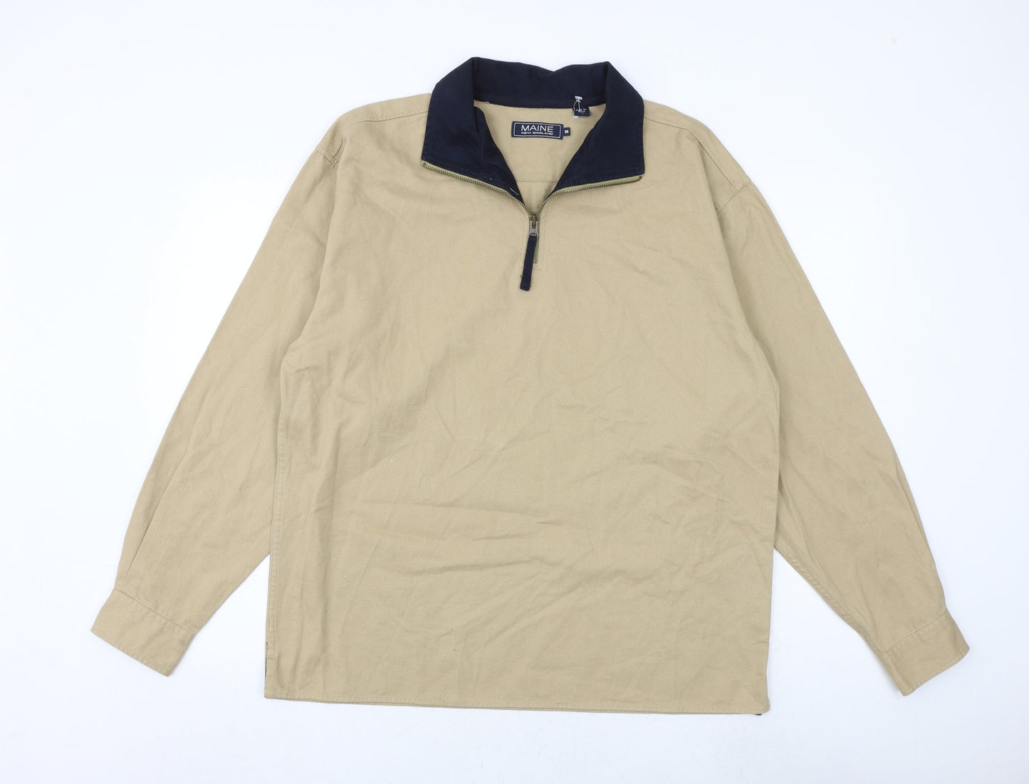 Maine Mens Brown Cotton Henley Sweatshirt Size M