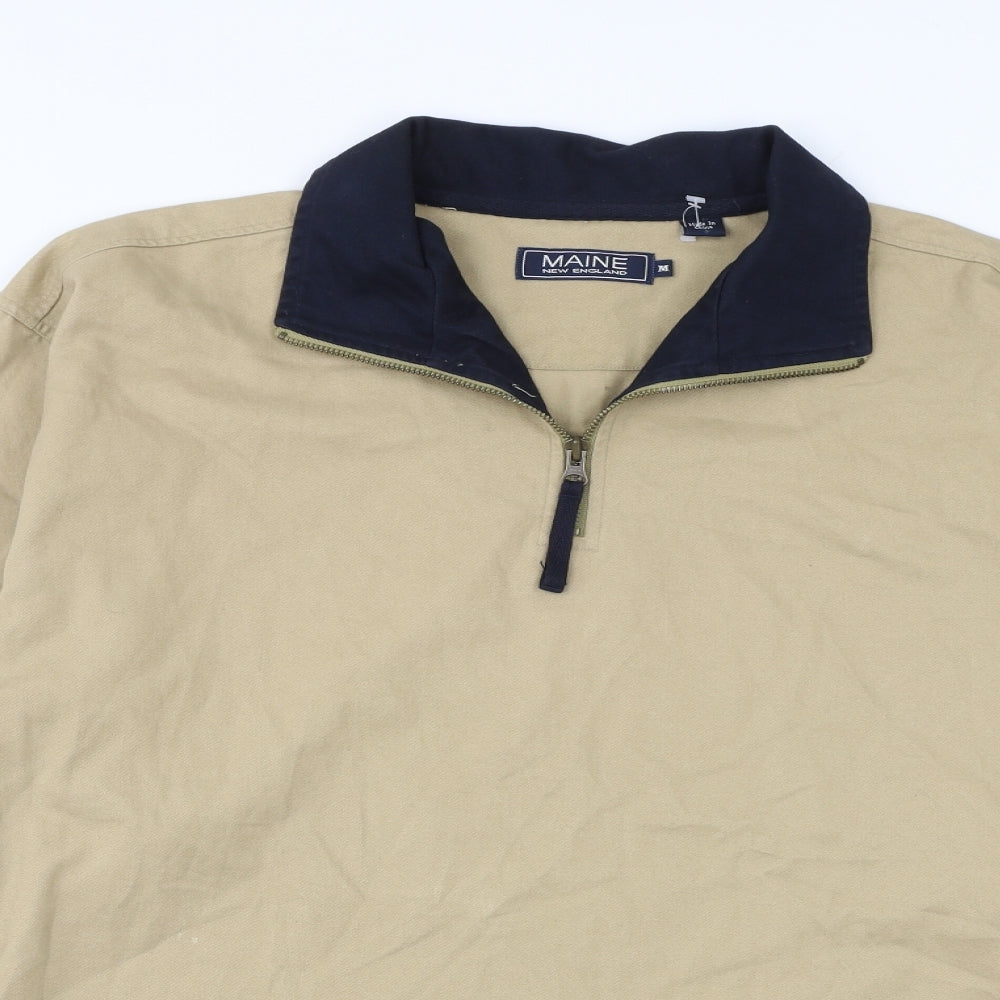 Maine Mens Brown Cotton Henley Sweatshirt Size M