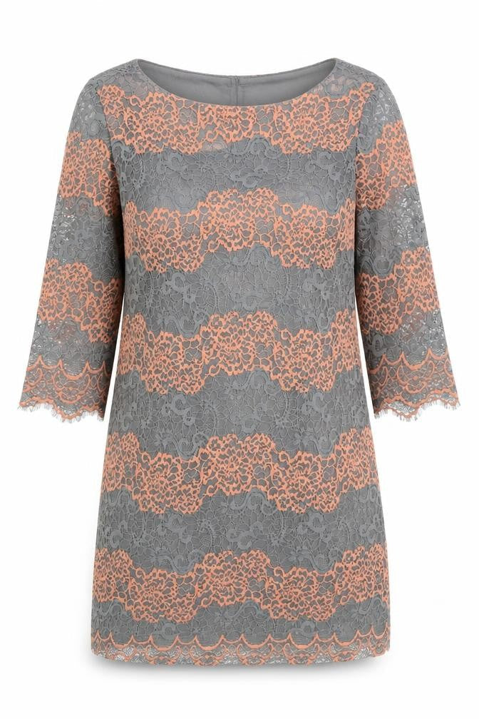 Per Una Womens Grey Geometric Polyester A-Line Size 14 Round Neck Pullover