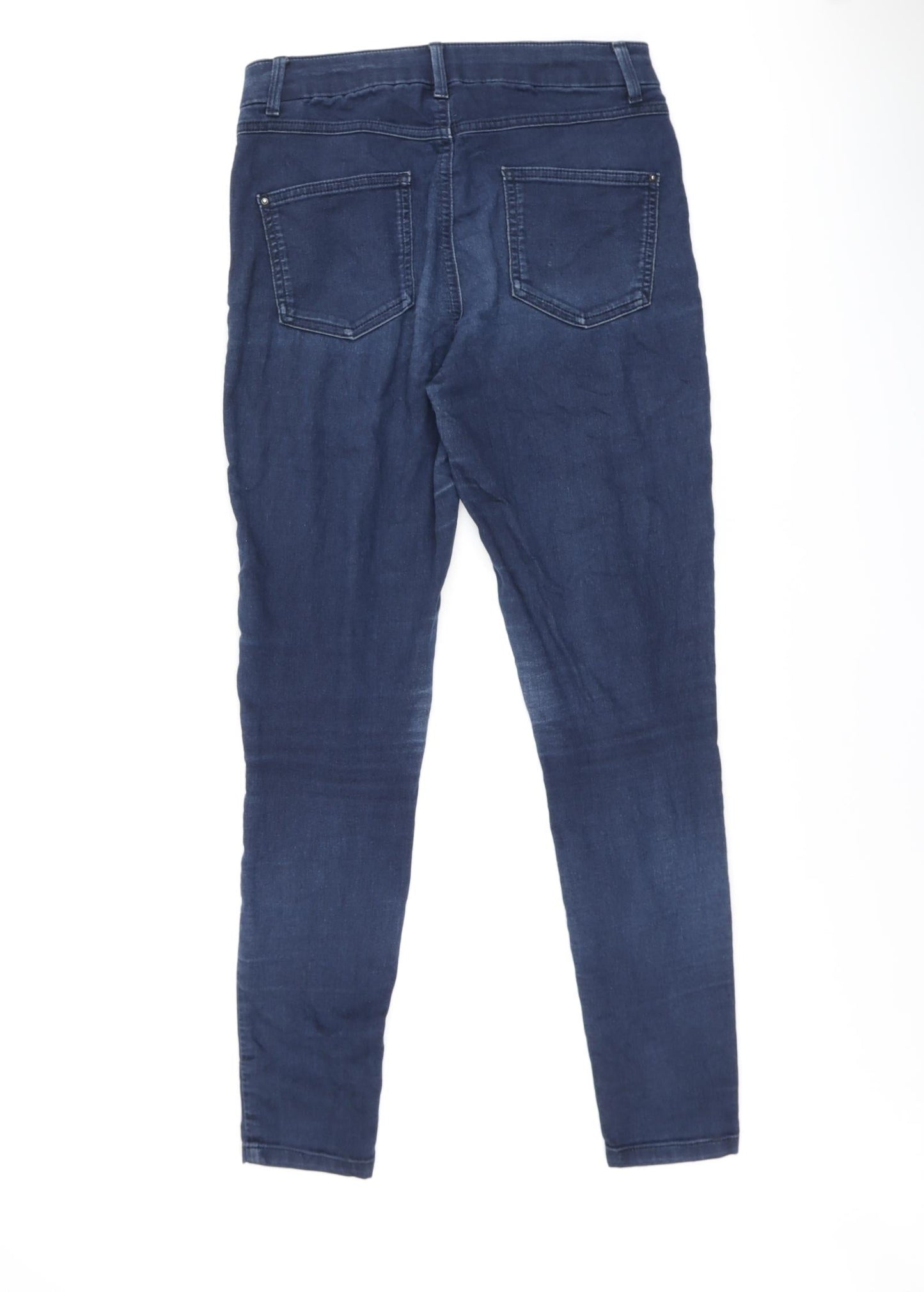 Marks and Spencer Womens Blue Cotton Skinny Jeans Size 12 L28 in Regular Tie - Jegging