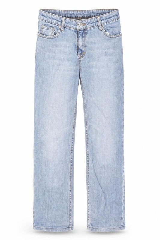 Denim & Co. Womens Blue Cotton Straight Jeans Size 12 L24.5 in Regular Zip