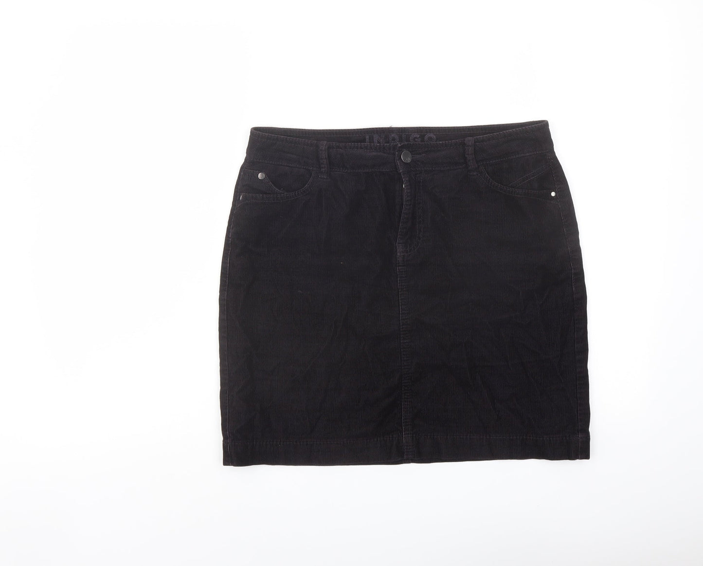 Indigo Womens Purple Cotton A-Line Skirt Size 10 Button