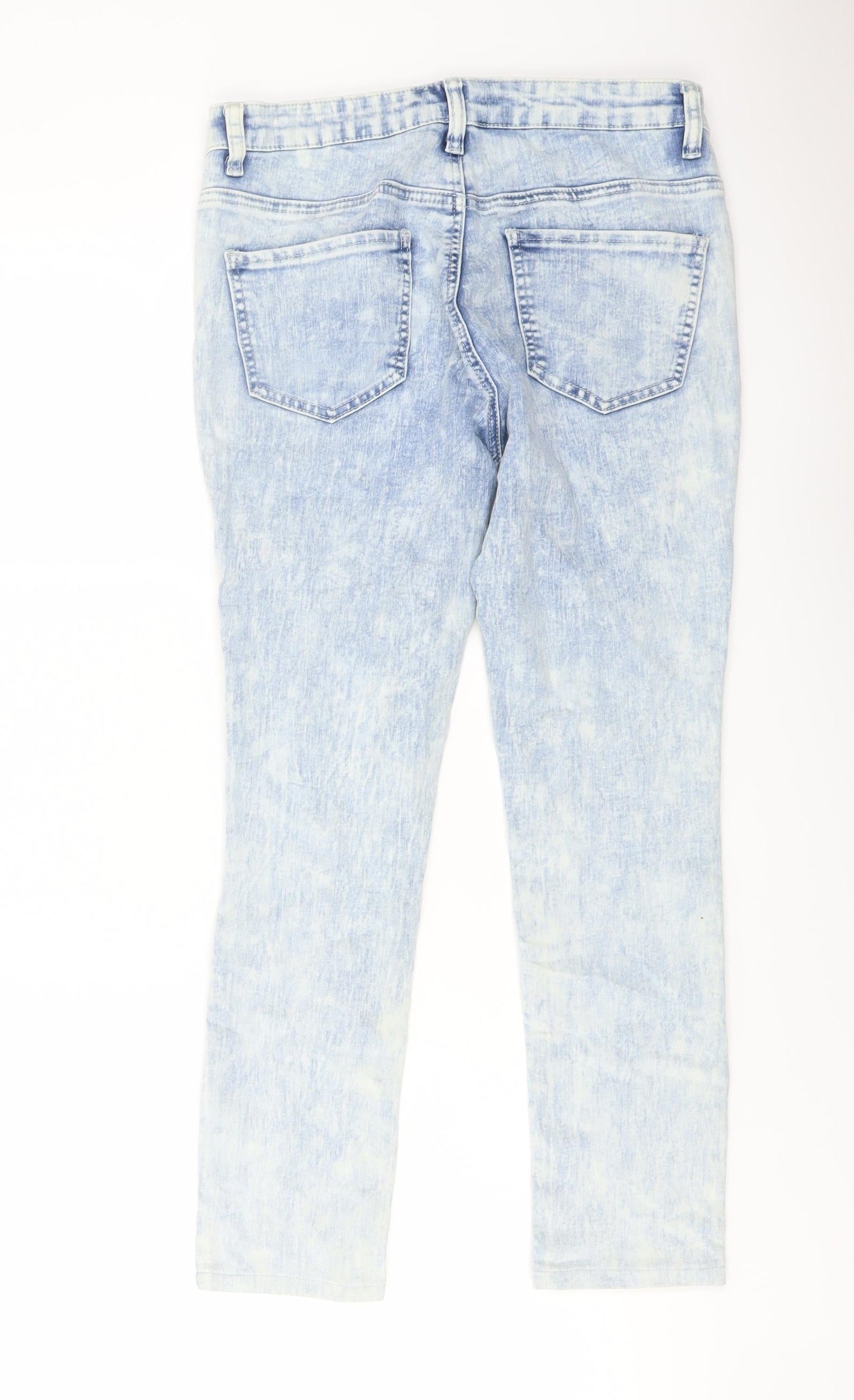 The Rockn Rev Womens Blue Cotton Skinny Jeans Size 12 L26 in Regular Button - Acid Wash