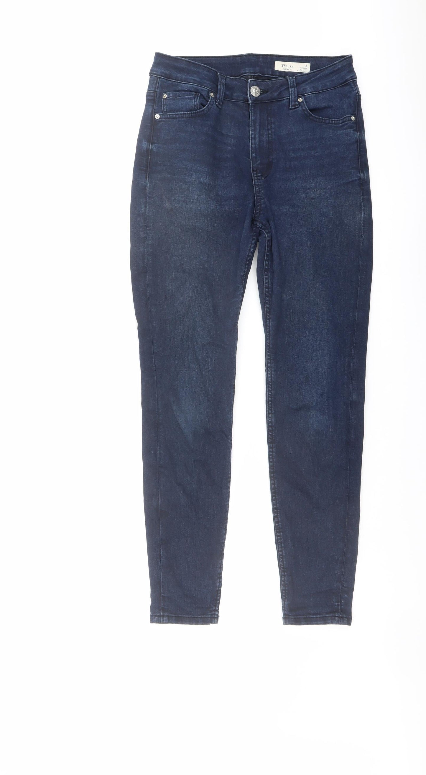 Marks and Spencer Womens Blue Cotton Skinny Jeans Size 8 L27 in Regular Button