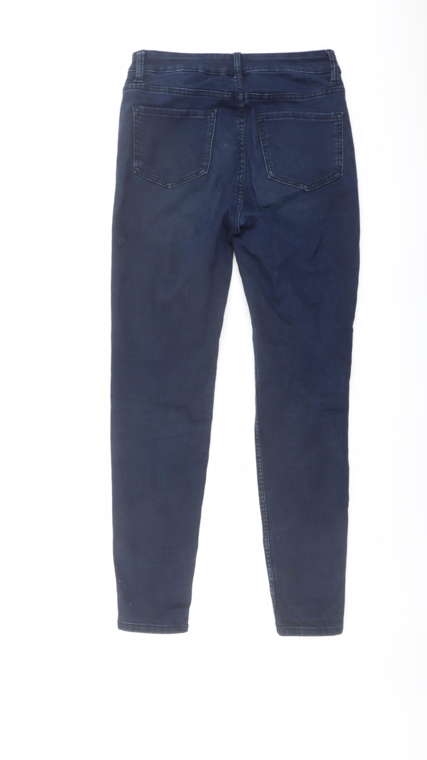 Marks and Spencer Womens Blue Cotton Skinny Jeans Size 8 L27 in Regular Button