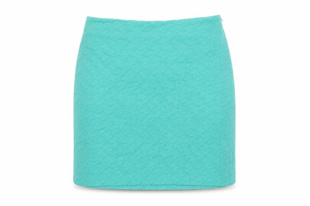 Marks & Spencer Womens Green Geometric Wool A-Line Skirt Size 8 Zip