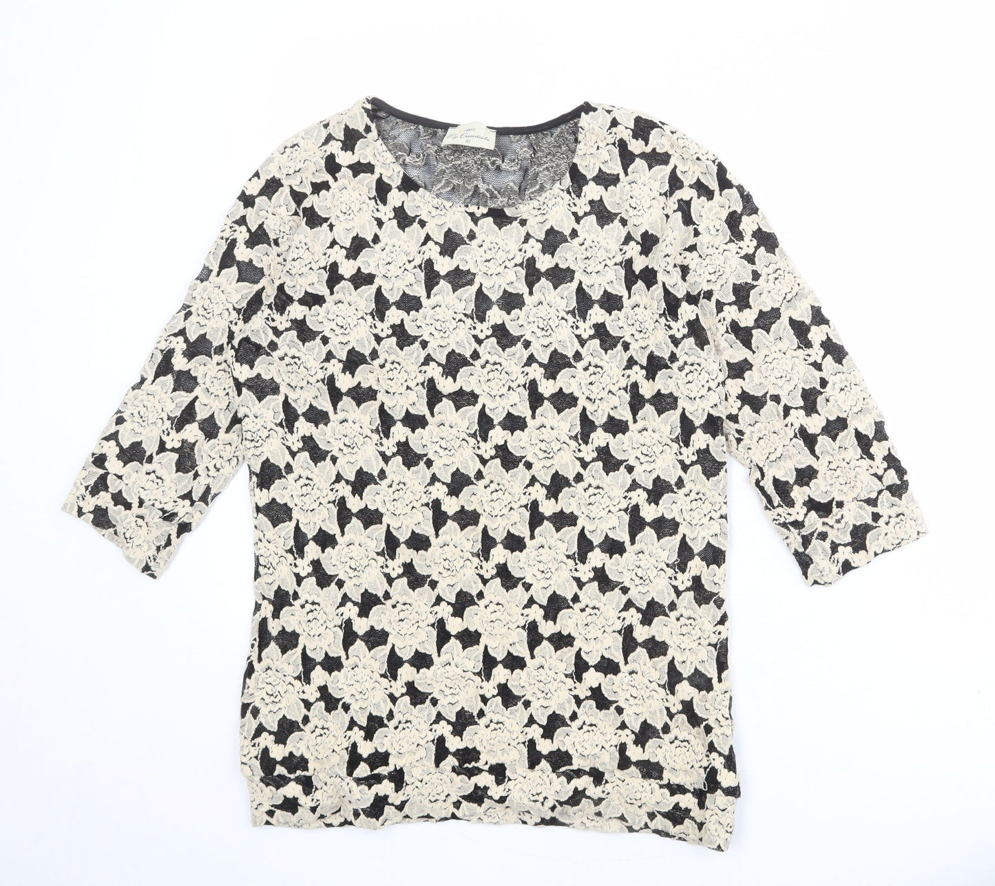 NEXT Womens Beige Floral Polyester Basic Blouse Size 10 Round Neck