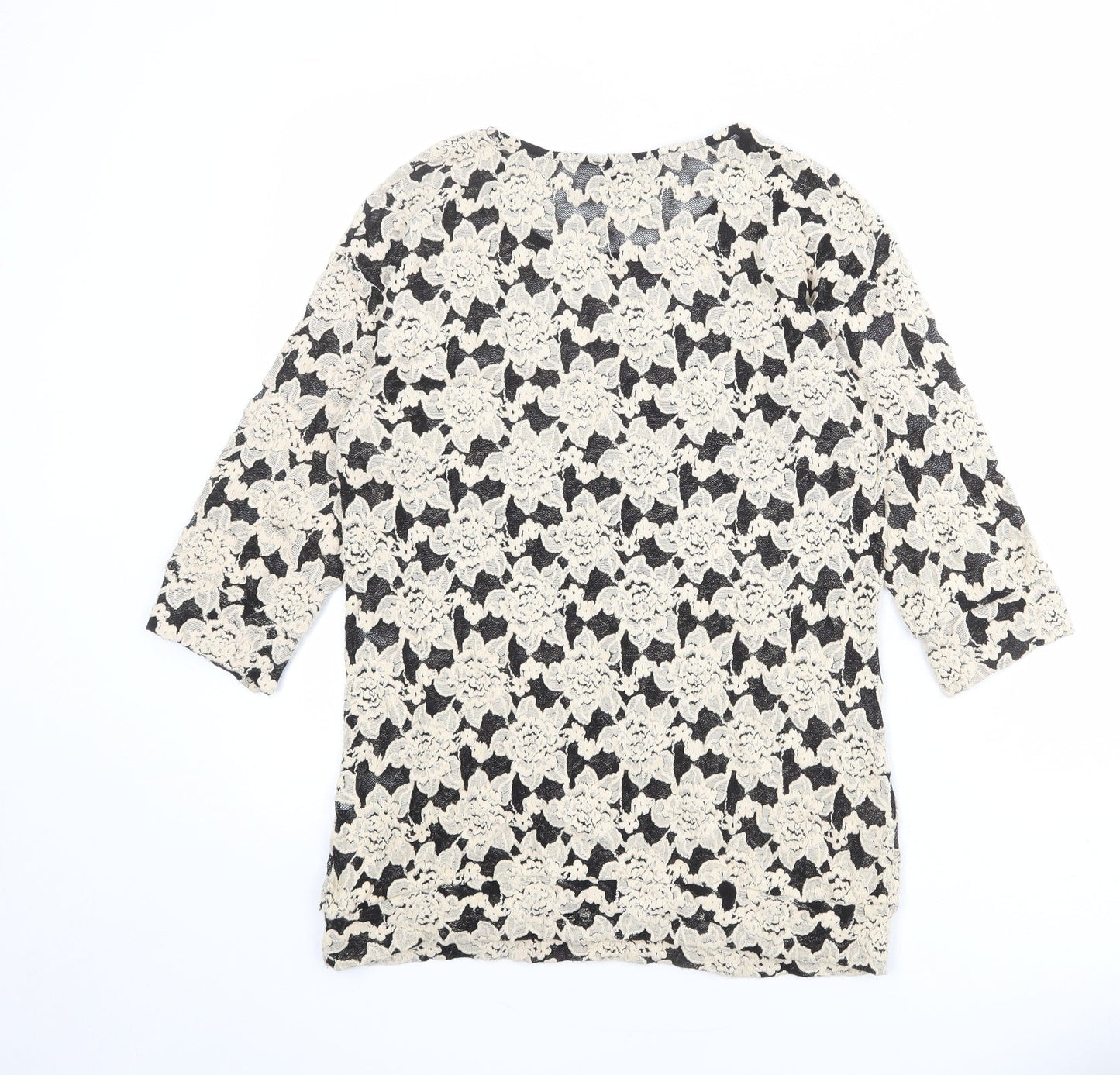 NEXT Womens Beige Floral Polyester Basic Blouse Size 10 Round Neck