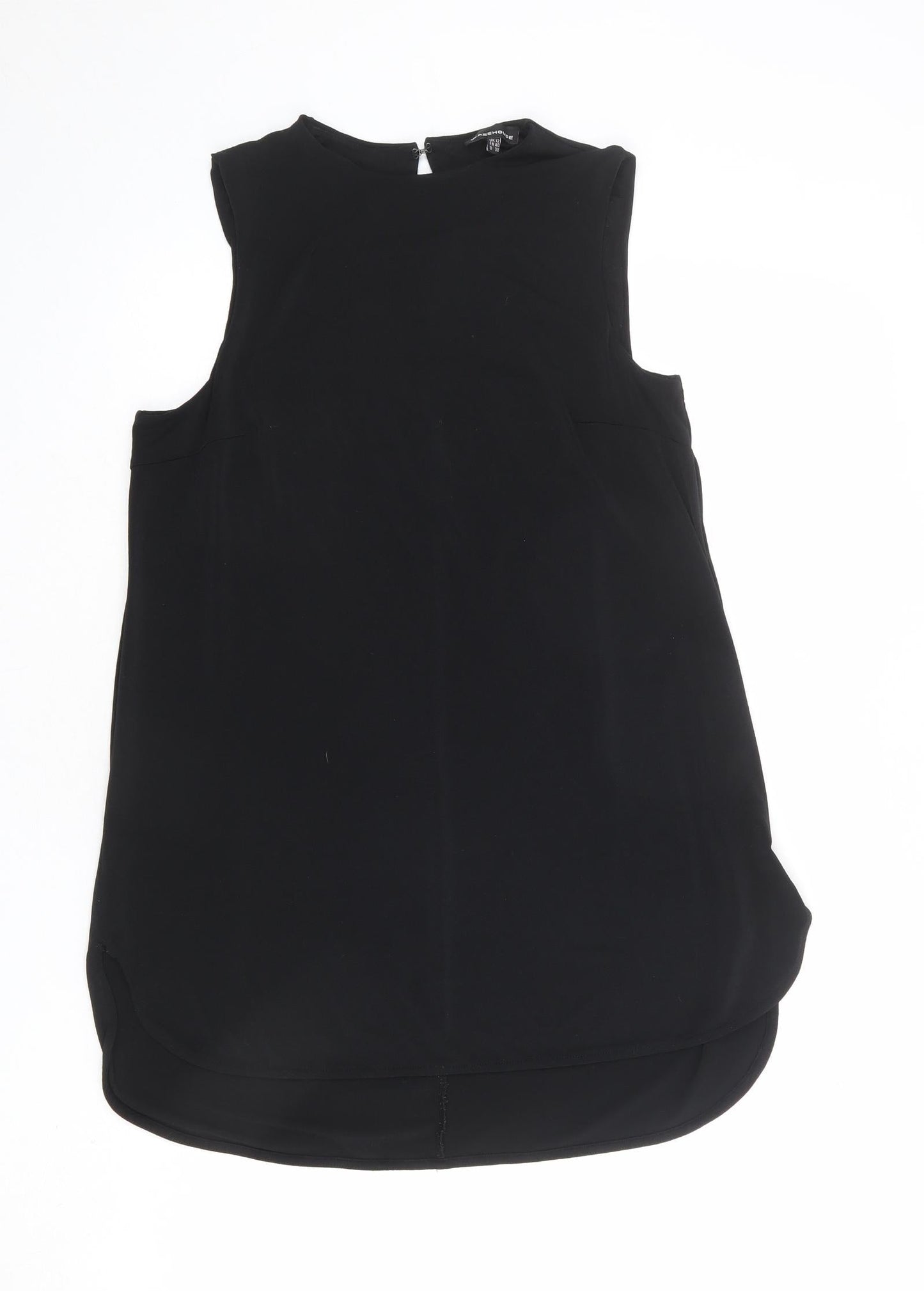 Warehouse Womens Black Polyester Basic Tank Size 12 Round Neck