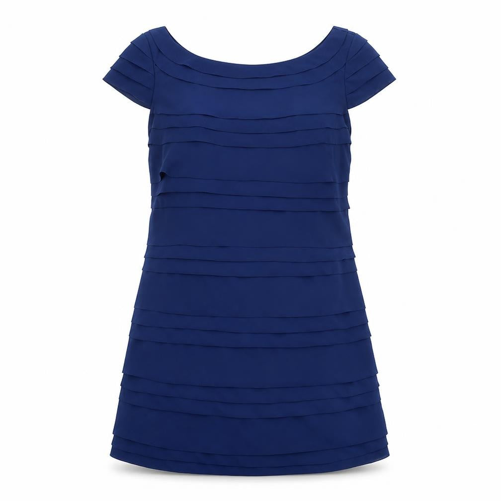 French Connection Womens Blue Polyester Shift Size 14 Boat Neck Zip