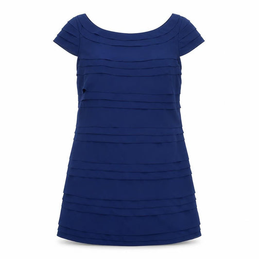 French Connection Womens Blue Polyester Shift Size 14 Boat Neck Zip