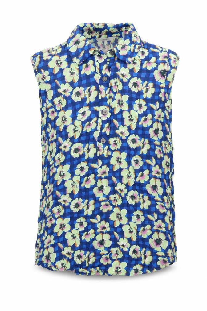 NEXT Womens Blue Floral Viscose Basic Button-Up Size 6 Collared