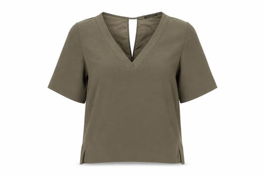 River Island Womens Green Polyester Basic Blouse Size 10 V-Neck