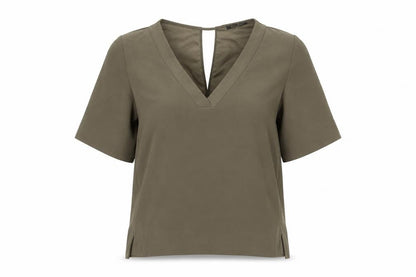 River Island Womens Green Polyester Basic Blouse Size 10 V-Neck