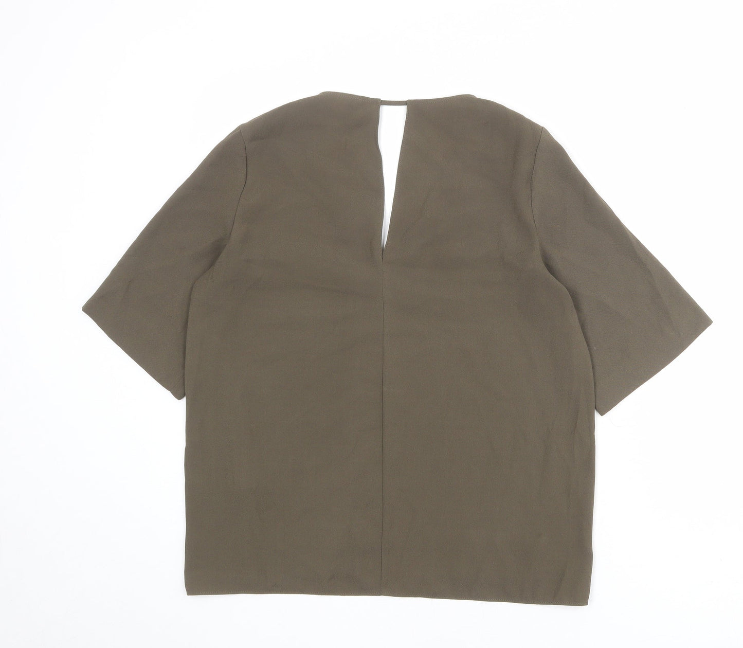 River Island Womens Green Polyester Basic Blouse Size 10 V-Neck